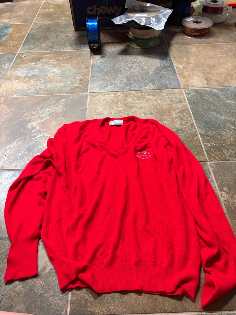Women’s V-Neck Sweater in Bright Red